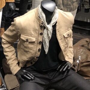 ($998) John Varvatos Collection Military Jacket (Size: 54EU 44US / Color: Beige)